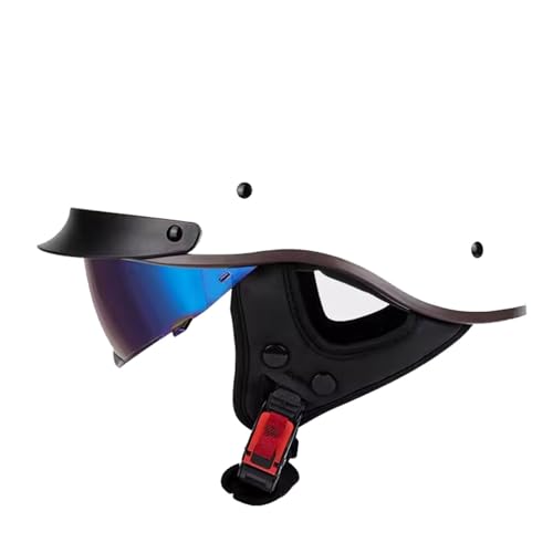 Halbschalenhelm ECE-Zulassung Motorradhelm Mit Visier Für Damen Und Herren Rollerhelm Cruiser Chopper Skateboardhelm Motorrad Halbhelm 6,2XL=63-64CM von JunPing