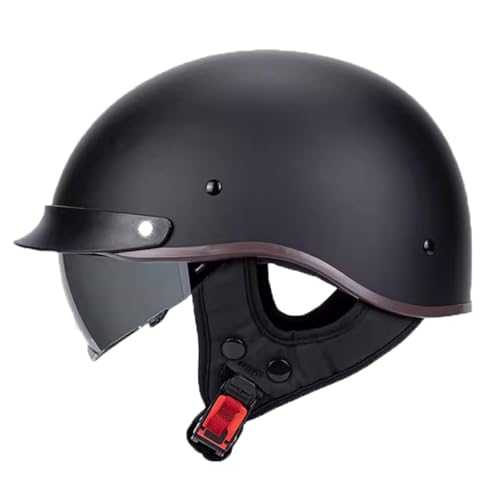 Halbschalenhelm Jethelm Mit Visier ECE-Zertifizierung Retro Deutscher Stil Halbhelme Motorradhelm Brain-Cap Halbschalen-Scooter-Helm Chopper-Helm Für Erwachsene 11,M=57-58CM von JunPing