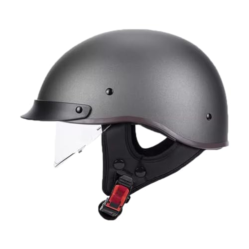 Halbschalenhelm Jethelm Mit Visier ECE-Zertifizierung Retro Deutscher Stil Halbhelme Motorradhelm Brain-Cap Halbschalen-Scooter-Helm Chopper-Helm Für Erwachsene 4,L=59~60cm von JunPing