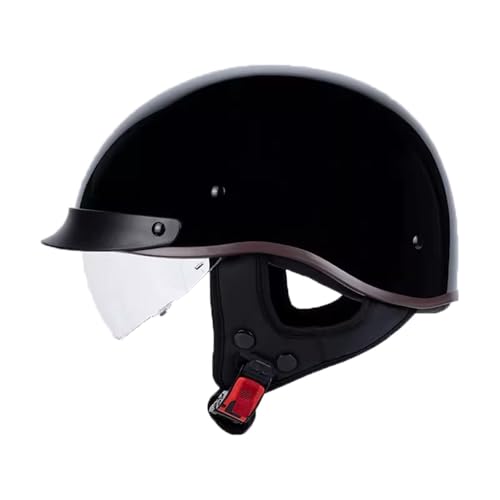 Halbschalenhelm Jethelm Mit Visier ECE-Zertifizierung Retro Deutscher Stil Halbhelme Motorradhelm Brain-Cap Halbschalen-Scooter-Helm Chopper-Helm Für Erwachsene 7,M=57-58CM von JunPing