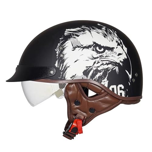 Halbschalenhelm Mit DOTECE Zulassung Motorradhelm Baseball Cap Mit Schnellverriegelung Cruiser Chopper Scooter Helm Baseballmütze Deutscher Stil Totenkopf Kappe Helm Mopedhelm 1,XXL=63~64cm von JunPing