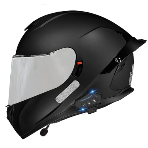 Integralhelm Motorradhelm mit Bluetooth Integriert Klapphelm mit Sonnenblende, ECE Zertifiziert Herren Touring Street Mopedhelm Scooter Chopper Helm, Motorradhelm Herren 16,XL=61~62cm von JunPing