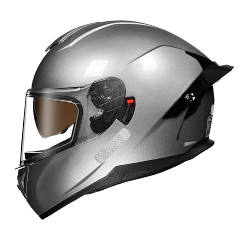 Integralhelm mit Doppelvisier Motorrad Helm Vollvisierhelm Mopedhelm Motorradhelm Full-Face Helme für Herren Damen Atmungsaktiv ECE Zertifiziert 10,XL=61-62CM von JunPing