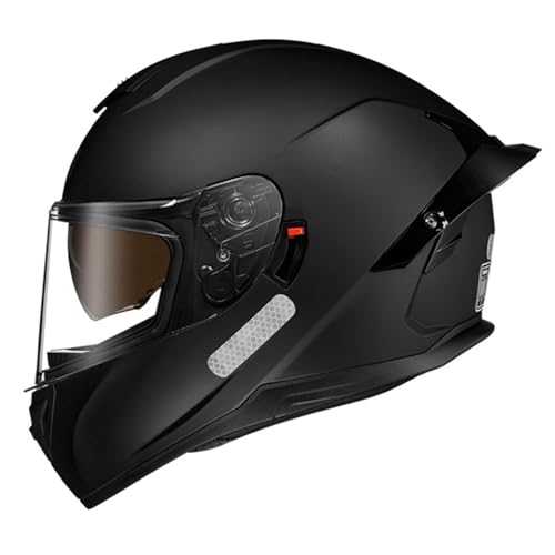 Integralhelm mit Doppelvisier Motorrad Helm Vollvisierhelm Mopedhelm Motorradhelm Full-Face Helme für Herren Damen Atmungsaktiv ECE Zertifiziert 4,L=59-60CM von JunPing