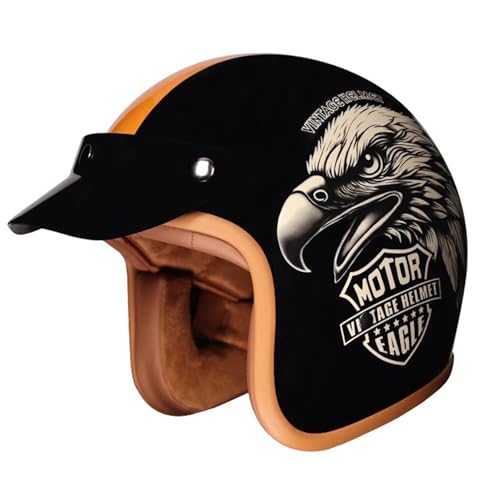 Jethelme Motorradhelm Rollerhelm Retro Helm Motorrad Herausnehmbares Futter Chopper Helm Mit ECE Zulassung Motorradhelm Halbschale Für Erwachsener Herren Damen 2,L=59~60cm von JunPing