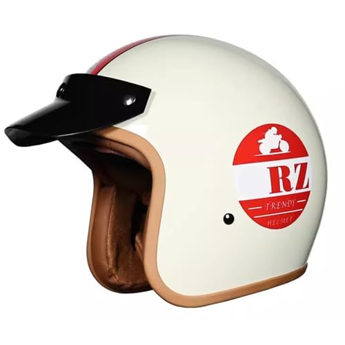 Jethelme Motorradhelm Rollerhelm Retro Helm Motorrad Herausnehmbares Futter Chopper Helm Mit ECE Zulassung Motorradhelm Halbschale Für Erwachsener Herren Damen 4,M=57~58cm von JunPing