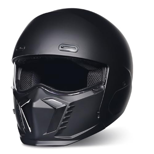 Jethelme Rollerhelm Motorradhelm, DOT/ECE-Zertifizierter Vollgesichts-Motorradhelm Für Männer Und Frauen, Sommer, Retro-Street-Fighter-Kombinationshelm, Halboffener Helm 2,3XL=65~66cm von JunPing