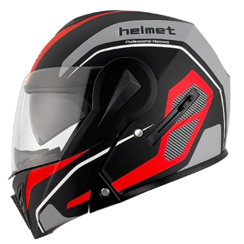 Klapphelm Modularer Motorradhelm Mit Schwarze Gläser ECEDOT Zertifiziert Doppelte Linse Fullface Helm Herausnehmbares Innenfutter/Ohrpolster Schnellverschluss-Schnalle 14,M=57~58cm von JunPing