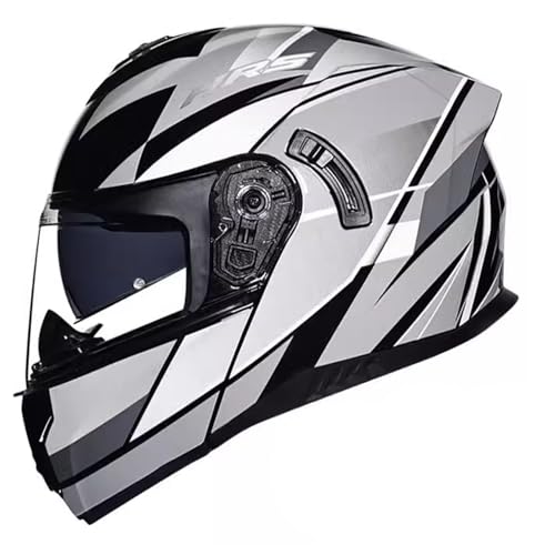 Klapphelm Motorrad Herren Motorrad Motorradhelm mit Doppelvisier Modularer Helm ECE Zertifiziert Motorrad Helm Rollerhelm Sturzhelm 1,2XL(63~64CM) von JunPing