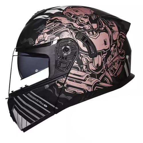 Klapphelm Motorrad Herren Motorrad Motorradhelm mit Doppelvisier Modularer Helm ECE Zertifiziert Motorrad Helm Rollerhelm Sturzhelm 11,M(57~58CM) von JunPing