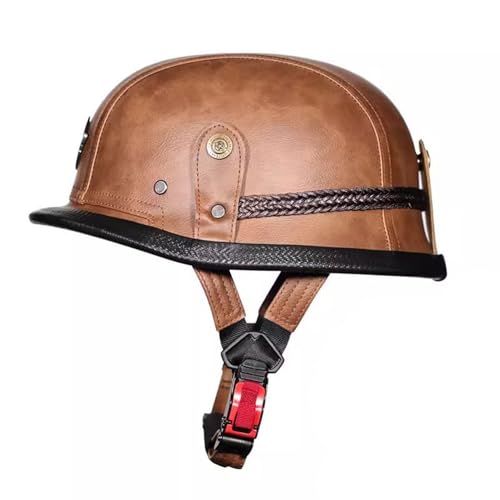 Motorrad Halbhelm Leder Halbschalenhelm Baseballmütze-Helm Motorradhelm Baseball Cap Mit ECE-Zulassung Für Erwachsen Frauen Herren Für Moped Biker 2,XL=61~62cm von JunPing