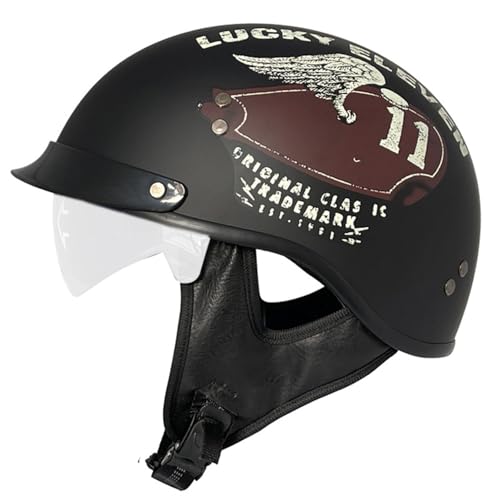 Motorrad Halbschalen Halbhelm Halbschalenhelm Baseballmütze-Helm Baseball Cap Brain-Cap Motorradhelm Mit ECEDOT Cruiser Chopper Scooter Helm Für Bike Cruiser Chopper Moped Scooter 8,L=59-60CM von JunPing