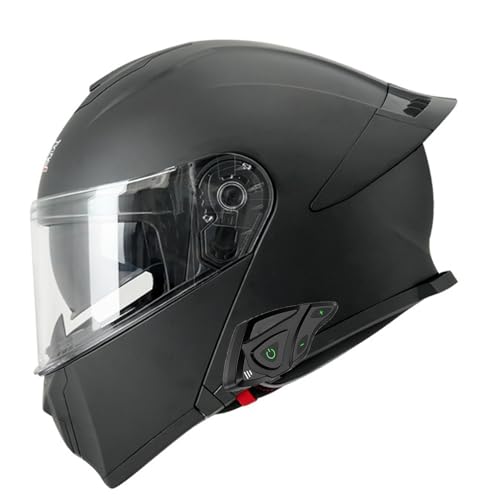 Motorradhelm Bluetooth Klapphelm Motorrad Mann Frau Modularer Vollgesichtshelm mit Doppelvisier, Moped-Roller-Helm für Erwachsene DOT/ECE-geprüft 8,2XL=63-64CM von JunPing