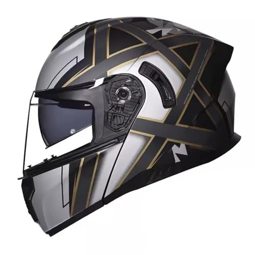 Motorradhelm für Herren Klapphelm Motorrad Modularer Helm mit Doppelvisier ECE Zertifiziert Integralhelm Motorrad Helm Rollerhelm Sturzhelm 12,L(59~60CM) von JunPing