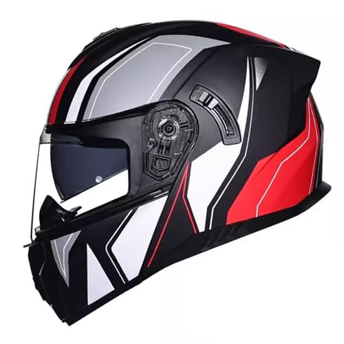 Motorradhelm für Herren Klapphelm Motorrad Modularer Helm mit Doppelvisier ECE Zertifiziert Integralhelm Motorrad Helm Rollerhelm Sturzhelm 14,L(59~60CM) von JunPing