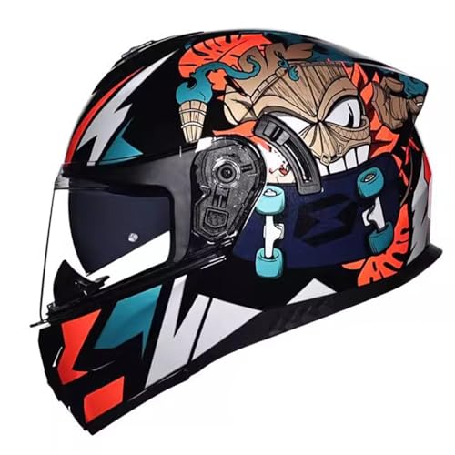 Motorradhelm für Herren Klapphelm Motorrad Modularer Helm mit Doppelvisier ECE Zertifiziert Integralhelm Motorrad Helm Rollerhelm Sturzhelm 7,M(57~58CM) von JunPing