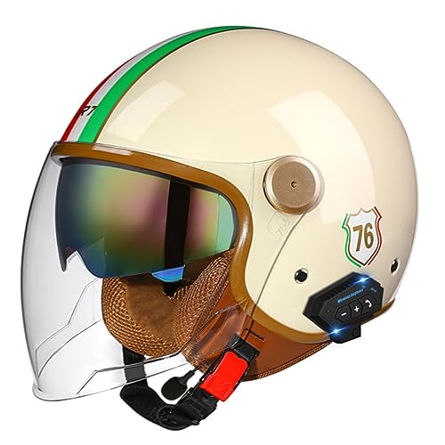 Motorradhelm mit Bluetooth Herren Damen ECE-zertifizierter Motorrad Jethelme Integrierter Bluetooth-Helm mit Anti-Fog-Doppelspiegel Rollerhelm Scooterhelm A,M Motorradhelm mit Bluetooth Herren Damen ECE-zertifizierter Motorrad Jethelme Integrierter Bluetooth-Helm mit Anti-Fog-Doppelspiegel Rollerhelm Scooterhelm A,M von JunPing