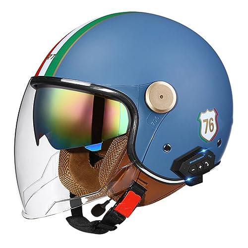 Motorradhelm mit Bluetooth Herren Damen ECE-zertifizierter Motorrad Jethelme Integrierter Bluetooth-Helm mit Anti-Fog-Doppelspiegel Rollerhelm Scooterhelm G,M Motorradhelm mit Bluetooth Herren Damen ECE-zertifizierter Motorrad Jethelme Integrierter Bluetooth-Helm mit Anti-Fog-Doppelspiegel Rollerhelm Scooterhelm G,M von JunPing
