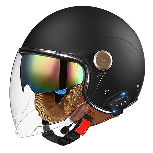 Motorradhelm mit Bluetooth Herren Damen ECE-zertifizierter Motorrad Jethelme Integrierter Bluetooth-Helm mit Anti-Fog-Doppelspiegel Rollerhelm Scooterhelm K,M Motorradhelm mit Bluetooth Herren Damen ECE-zertifizierter Motorrad Jethelme Integrierter Bluetooth-Helm mit Anti-Fog-Doppelspiegel Rollerhelm Scooterhelm K,M von JunPing