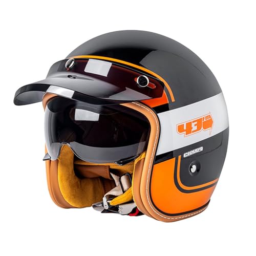 Retro 3/4 Motorrad Helm Jethelm Vintage-Roller-Helm, DOT/ECE-Zertifizierter Retro-Motorradhelm Mit Offenem Gesicht Für Damen Und Herren, Leichter Moped-Helm J,XL Retro 3/4 Motorrad Helm Jethelm Vintage-Roller-Helm, DOT/ECE-Zertifizierter Retro-Motorradhelm Mit Offenem Gesicht Für Damen Und Herren, Leichter Moped-Helm J,XL von JunPing