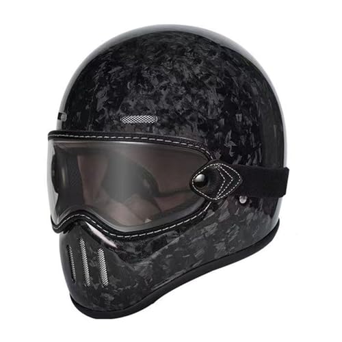 Retro-Integralhelme Motorradhelm Motorrad Scooter Retro Classic Crash Racing Touring ECE-geprüfter Helm,Atmungsaktiv und Warm für Erwachsene Männer Women 24,L=59~60cm von JunPing