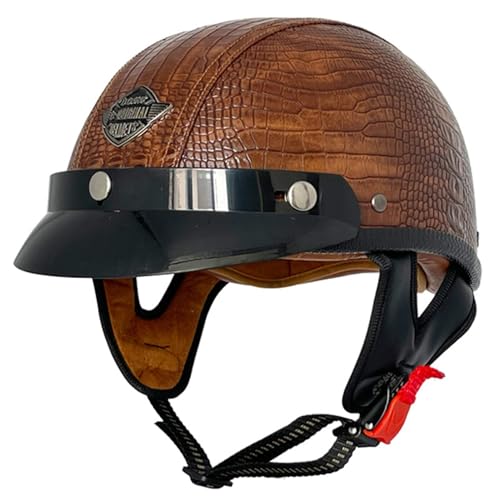 Retro Motorrad Halbhelme, Scooter Mofa-Helm mit Schutzbrille, mit Einstellbar Schnellverschluss-Gurt, DOT/ECE-Zugelassen fur Biker, Cruiser, Chopper -Helm, Unisexs 13,XXL=63~64cm von JunPing