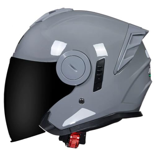 Retro Motorrad Halbhelme Motorradhelm für Herren und Damen ECEDOT Zertifizierung Jethelm Mit Visier Halbschalenhelm Braincap für Bike Cruiser Chopper Moped Scooter Offenem Helm 11,XL=61-62CM von JunPing