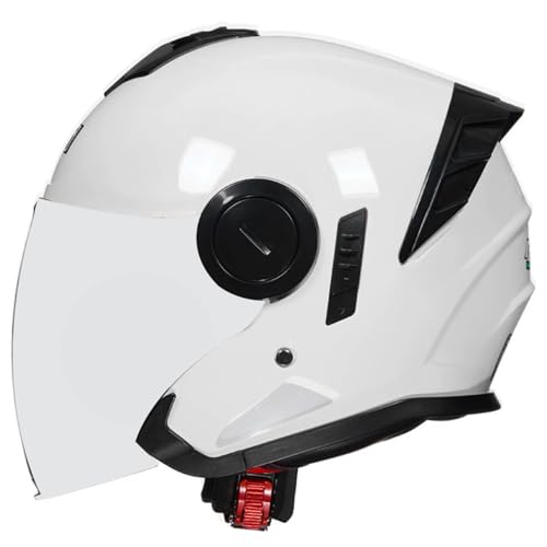 Retro Motorrad Halbhelme Motorradhelm für Herren und Damen ECEDOT Zertifizierung Jethelm Mit Visier Halbschalenhelm Braincap für Bike Cruiser Chopper Moped Scooter Offenem Helm 21,M=57-58CM von JunPing