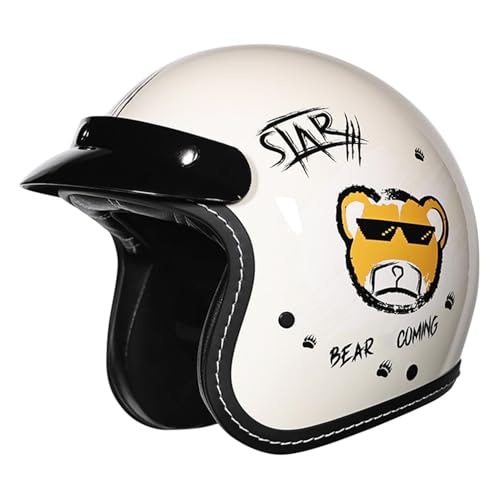 Retro Motorradhelm Deutsche Jethelm Motorrad Halbhelme Vintage Halbschalenhelm mit ECE, Fahrrad Cruiser Chopper Moped Roller Scooter Helm für Erwachsene Damen Herren 4,M=57~58cm von JunPing