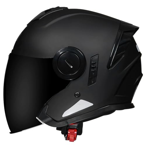 Roller Helm Mit Visier, Motorrad Helme Für Herren, Motorrad-Helmabdeckung Mit Offenem Gesicht, Moped-Motorradhelme Mit Klarem Visier, ECEDOT Zertifizierung 23,XL=61-62CM von JunPing