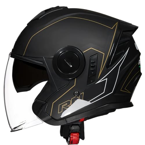 Roller Helm Mit Visier, Motorrad Helme Für Herren, Motorrad-Helmabdeckung Mit Offenem Gesicht, Moped-Motorradhelme Mit Klarem Visier, ECEDOT Zertifizierung 7,2XL=63-64CM von JunPing