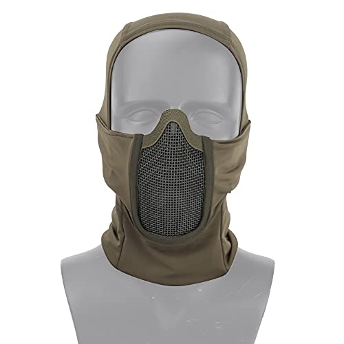 Jungle Leopard Halbe Gesichtsmaske Airsoft Taktische Kopfbedeckungsmaske Jagd Kopfbedeckung Balaclava Mesh-Maske Paintball-Schutzmaske(MA-113-OD) von Jungle Leopard