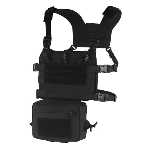 Jungle Leopard R Airsoft Tactical Chest Rig, 6 Magazine verstaut, leicht, atmungsaktiv(Matte Black) von Jungle Leopard