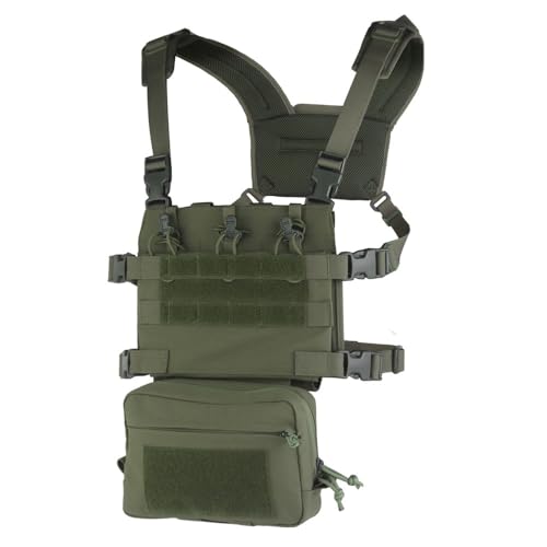 Jungle Leopard R Airsoft Tactical Chest Rig, 6 Magazine verstaut, leicht, atmungsaktiv(Ranger Green) von Jungle Leopard