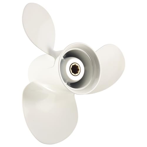 Junguluy Außenbordpropeller für Schiffsmotor, 3-flügeliges Drehpaddel, 683-45941-00-El 9 1/4 x 12 für 9,9–15 PS, Aluminium, 8 Spline-Zähne, Durchmesser 235 mm, Weiß 3 von Junguluy