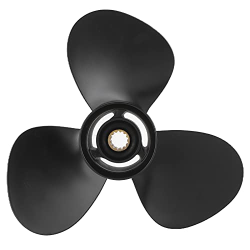 Junlucki 3-Blatt Außenbordpropeller, 12 1/4 Zoll Durchmesser 9 Zoll Tonhöhe 13 Zahn Boot Propeller Schiffspropeller aus Aluminiumlegierung Bootspropeller Ersatz für Motoren mit 35-60 PS von Junlucki