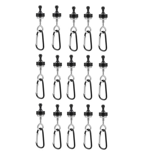 Junterone Karabiner Clip Heavy Duty Magnet Hanger D Form Zelt Schnallen für Outdoor Camping Haken 15 Stück - Schwarz von Junterone