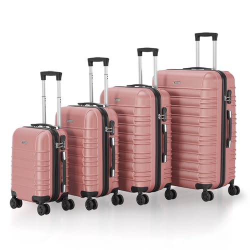 Juskys Hartschale Kofferset Reisekoffer 4 teilig - Zahlenschloss, geräuscharme 360° Rollen groß, Teleskopgriff, leicht - Koffer in Rosa Juskys Hartschale Kofferset Reisekoffer 4 teilig - Zahlenschloss, geräuscharme 360° Rollen groß, Teleskopgriff, leicht - Koffer in Rosa von Juskys