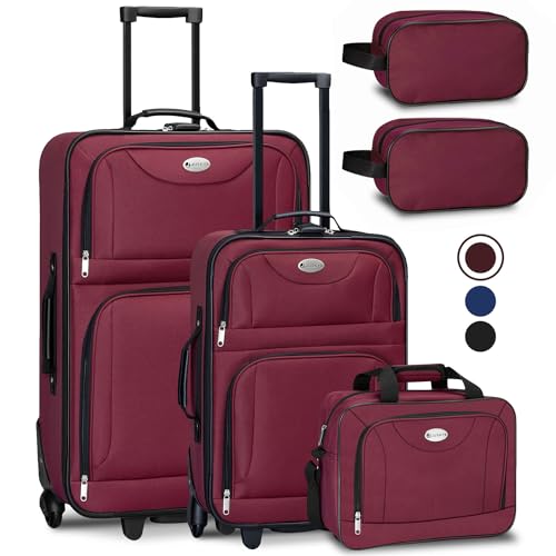 Juskys Trolley Reisekoffer Set 5 teilig - 60 Liter, 2 Rollen, Weichschale, wasserabweisend Stoff, leicht, Handgepäck - Koffer in Bordeaux Juskys Trolley Reisekoffer Set 5 teilig - 60 Liter, 2 Rollen, Weichschale, wasserabweisend Stoff, leicht, Handgepäck - Koffer in Bordeaux von Juskys