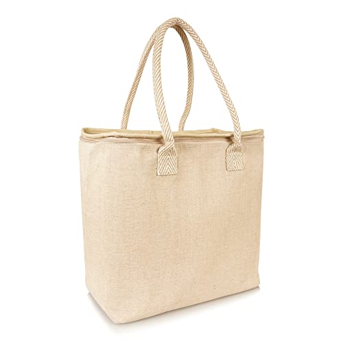 Jute statt Plastik Original | JC7228CB | Juco Kühltasche | Jutetasche - Baumwolltasche | Fair & Nachhaltig | Shopping Einkauf (5er Set) Beige von Jute statt Plastik