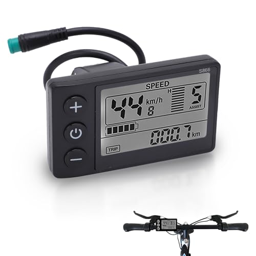 Fahrrad -Tachometer, E -Fahrradanzeige 24 V 36 V 48 V Fahrradmesser elektrische S866 LCD -Anzeigemessgerät mit Stecker Elektrofahrradzubehör von Jwthee