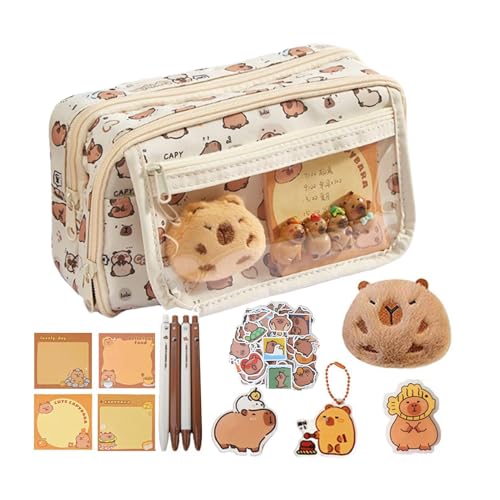 Capybara Pencil Case With Wide Opening Zipper Fun Cute Stationery Organizer For School Office Supplies Portable 9-Compartment Pen Holder Bag For Students Kids Adults Durable And Spacious Design von Jyxuyy