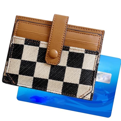 Jyxuyy Mens Wallet, Compact Wallet, Color Black Plaid Pattern Short Wallet, Small Pocket Wallet, Wallet with ID Window, Wallet with Coin Pocket, Zip-Around Men's Wallet for Men Women von Jyxuyy