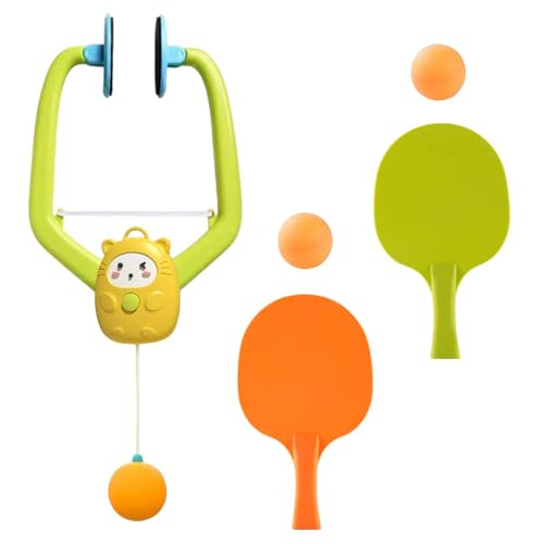 Table Tennis Trainer Set for Kids | Adjustable Elastic Rod Pong Practice Kit | Parent-Child Indoor Table Tennis Game with Rackets & Balls, Portable Table Tennis Training Equipment for Beginners von Jyxuyy