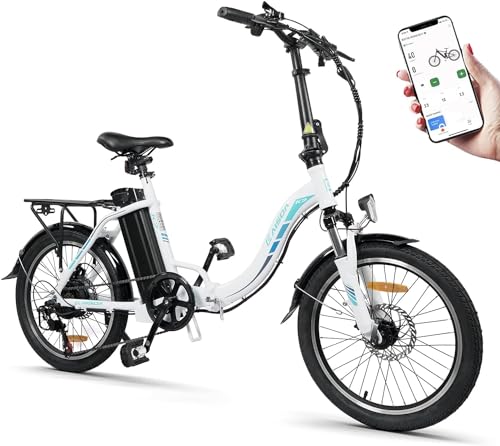 K7 klappbare e-Bikes 20 Zoll, mit 36V 13Ah Akku, leichtes Elektrofahrrad für Senioren und Mädchen, mit App, Shimano 7 Gang-Schaltung (hat eine Glocke, mit LCD-Farbe Display) von K KAISDA