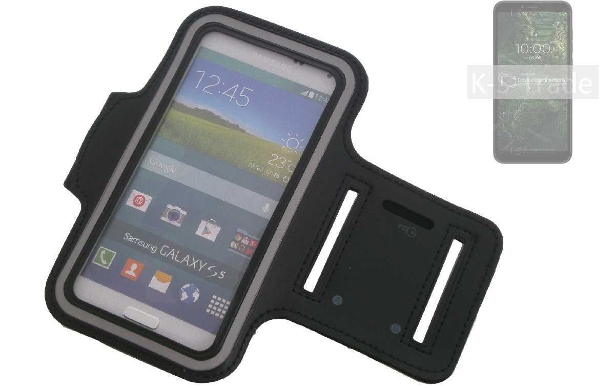 K-S-Trade Handyhülle für BQ Mobile BQ-5745L Clever, Neopren Jogging Armband Sportarmband Oberarmband schwarz mit von K-S-Trade