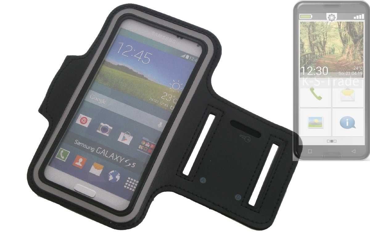 K-S-Trade Handyhülle für Emporia Smart.3, Neopren Jogging Armband Sportarmband Oberarmband schwarz mit von K-S-Trade