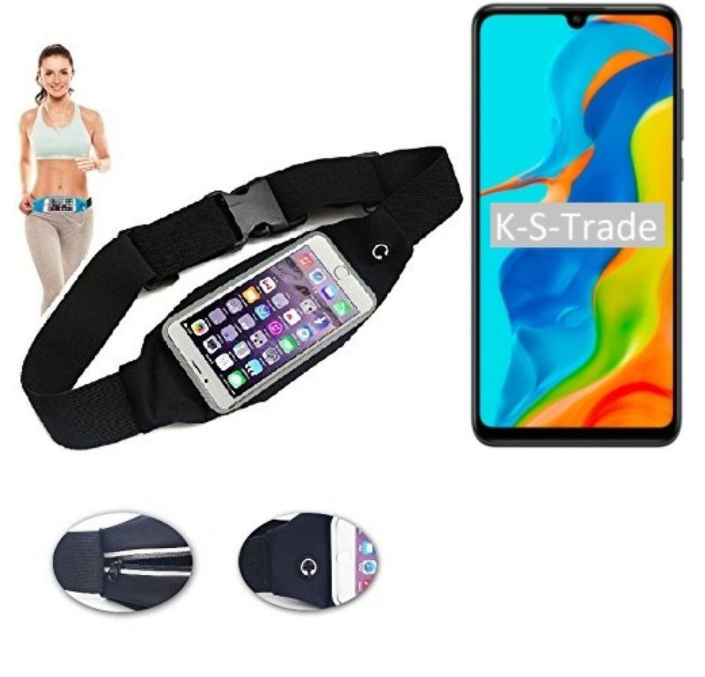 K-S-Trade Handyhülle für Huawei P30 lite New Edition, Jogging-Armband Gürteltasche Umhängetasche Bauchtasche schwarz von K-S-Trade