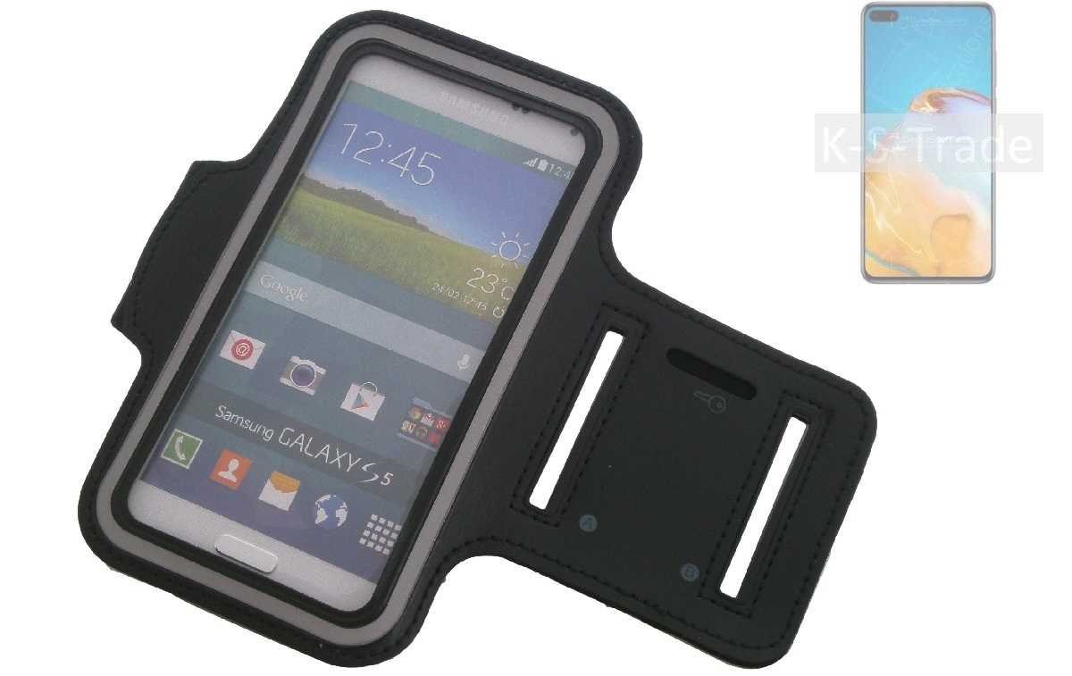 K-S-Trade Handyhülle für Huawei P40, Neopren Jogging Armband Sportarmband Oberarmband schwarz mit von K-S-Trade