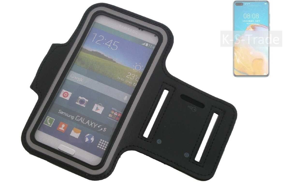 K-S-Trade Handyhülle für Huawei P40 4G, Neopren Jogging Armband Sportarmband Oberarmband schwarz mit von K-S-Trade